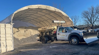 winter commercial property services blog truck with plow from hawthorne property services near syracuse ny